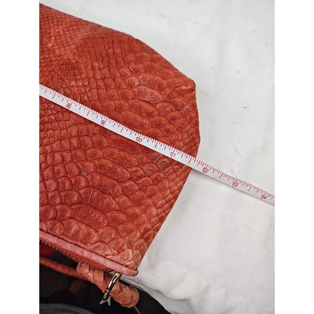 Elliott Lucca 3 Way Demi Exotics Cayenne Leather Shoulder Bag Clutch Purse NWT